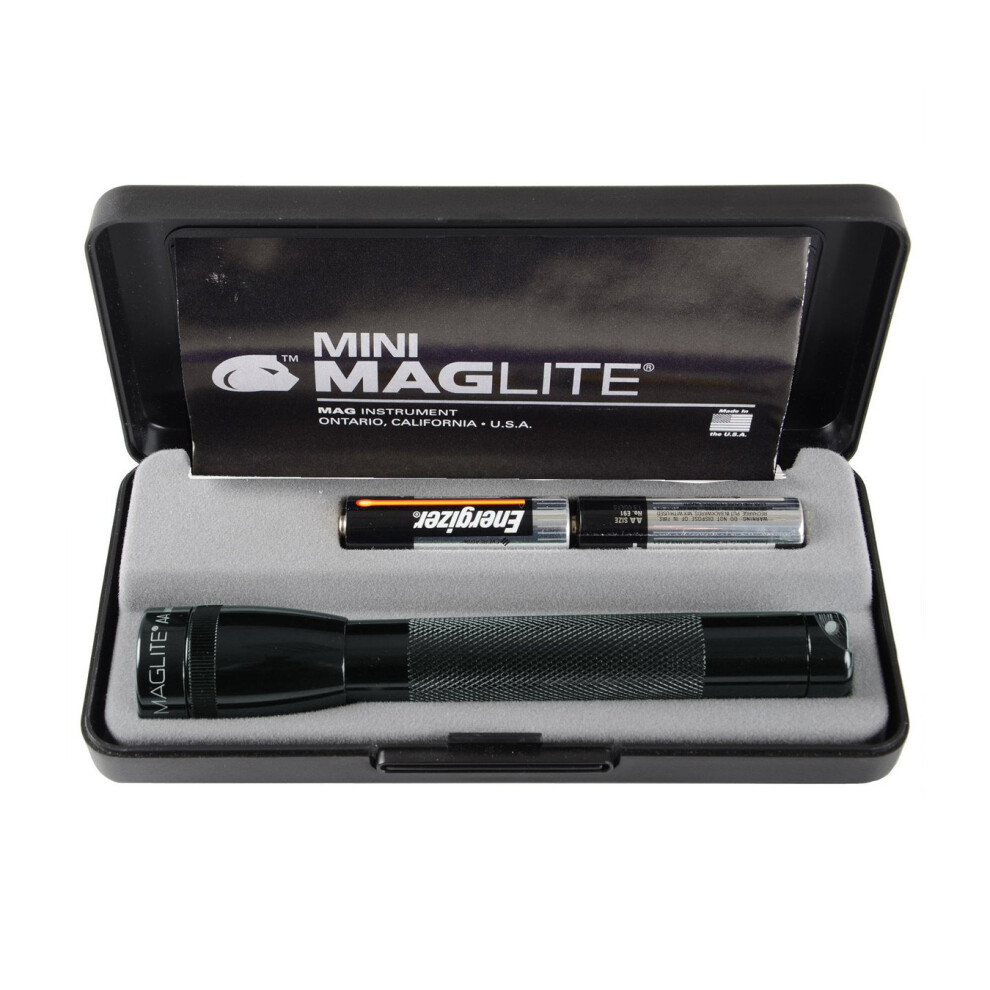 (Black) Mini Maglite Aa Torch - Gift Boxed Flashlight with Batteries