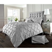 (King) Alford grey pintuck cotton blend duvet cover