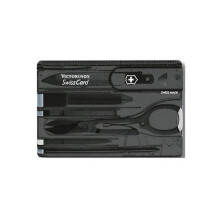 Zakmes - VICTORINOX - SwissCard Onyx 0.7133.T3 - 10 functies - Transparant Antraciet