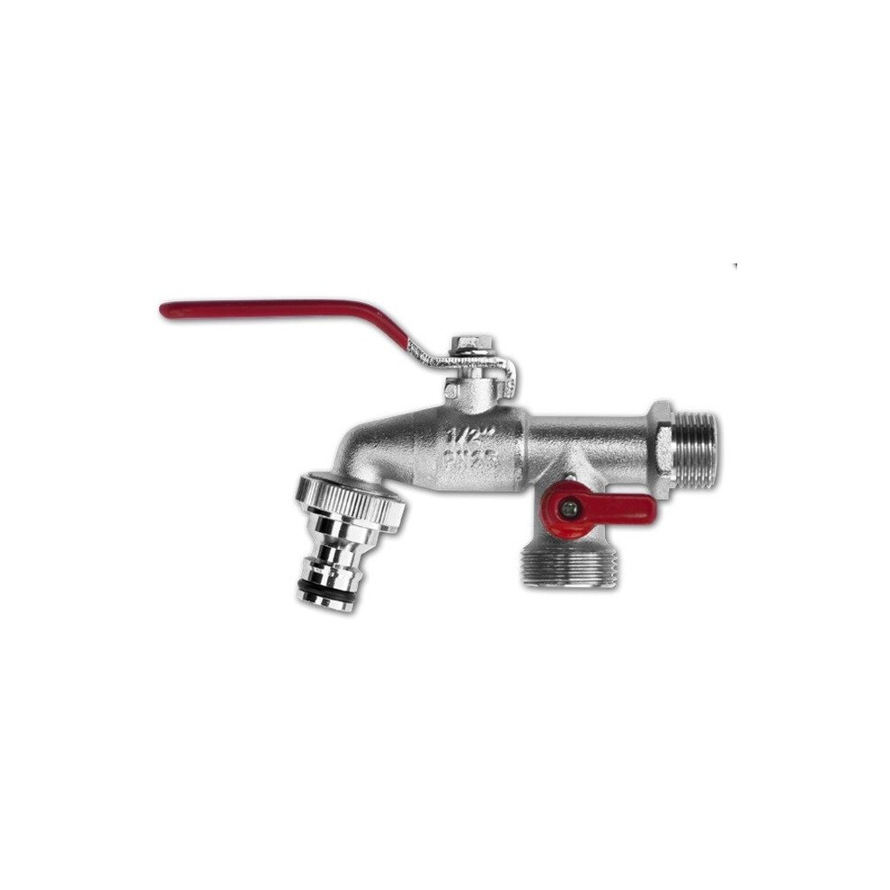 (1/2" x 3/4" x 3/4") Double Duo Outlet Garden Outdoor Tap Valve Faucet 1/2" / 3/4" Bsp Fits Hozelock