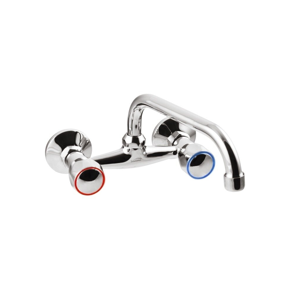 (20Cm) Wall Mounted Chrome Washbasin Sink Mixer Tap Round Headed 20/25Cm C-Type Spout 5907798747290