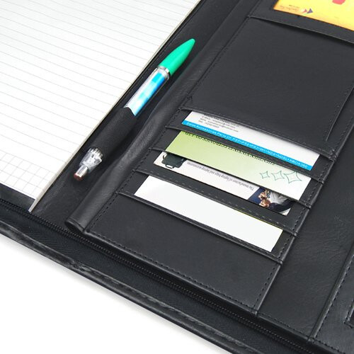Black Faux Leather A4 Conference Folder | Zip-Up Conference Portfolio 2