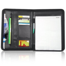 Black Faux Leather A4 Conference Folder | Zip-Up Conference Portfolio