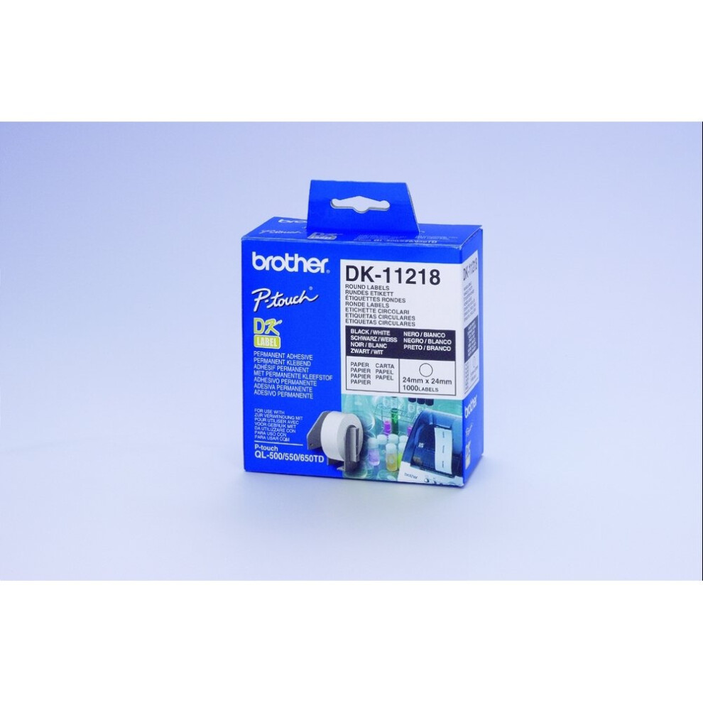 Brother DK-11218 Round Labels White DK