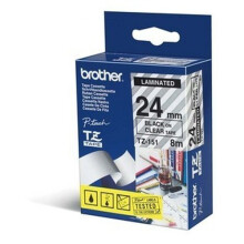 Cinta de etiquetadora laminada Brother P-TOUCH TZE-151 negra sobre transparente 24mm