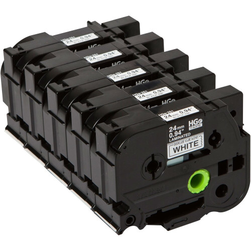 Brother Etiquette polyvalente - BROTHER - P-touch - 24 mm Largeur - Noir - Pack de 5
