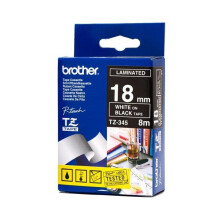 Cinta de rotulación BROTHER P-TOUCH TZE-345 - 18mm - Blanco sobre negro - Adhesivo estándar