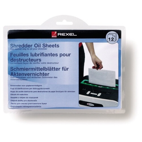 Pack da 12 fogli prelubrificati - distruggidocumenti - Rexel