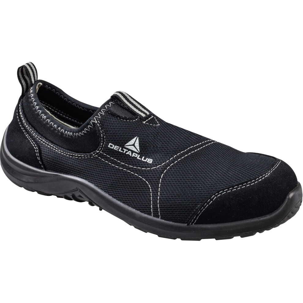 (8 (Adults)) Delta Plus Miami Black Canvas Slip On Safety Trainers