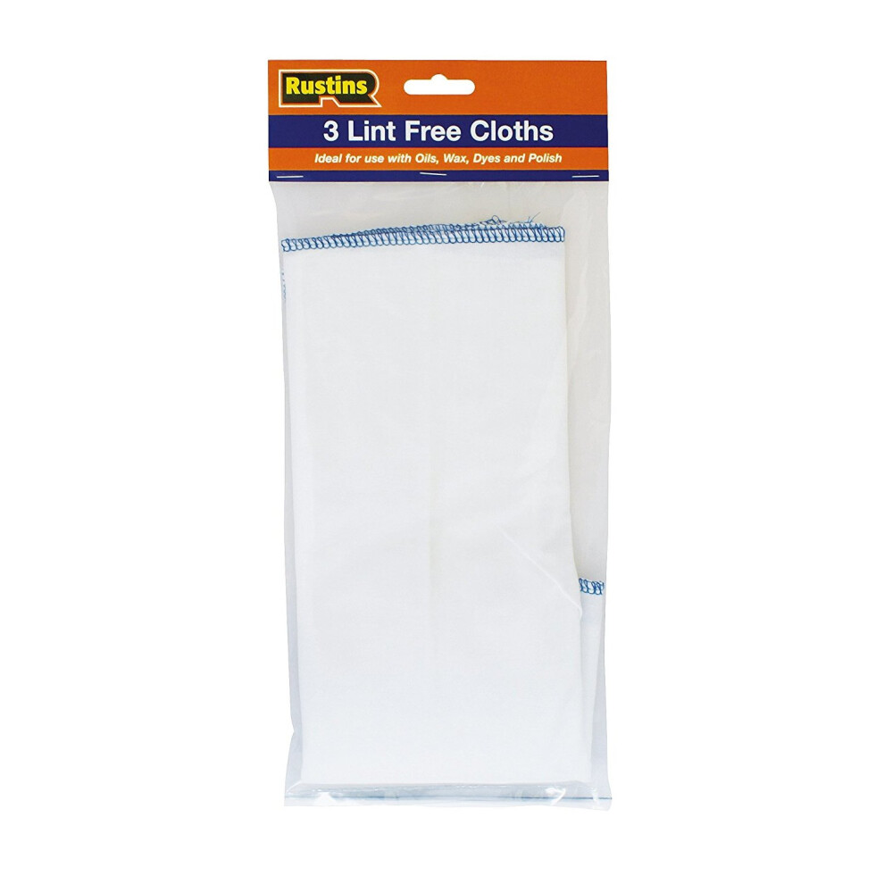 Rustins Lint Free Cloths, 3-Count for Oil, Wax, Wood Dye & French Polish (300mm x 300mm)