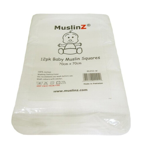 (12 Pack) MuslinZ White Muslin Squares 1