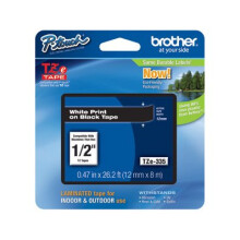 Brother TZE-335 Laminierdruckband - Schwarz/Weiß - 12mm x 8m