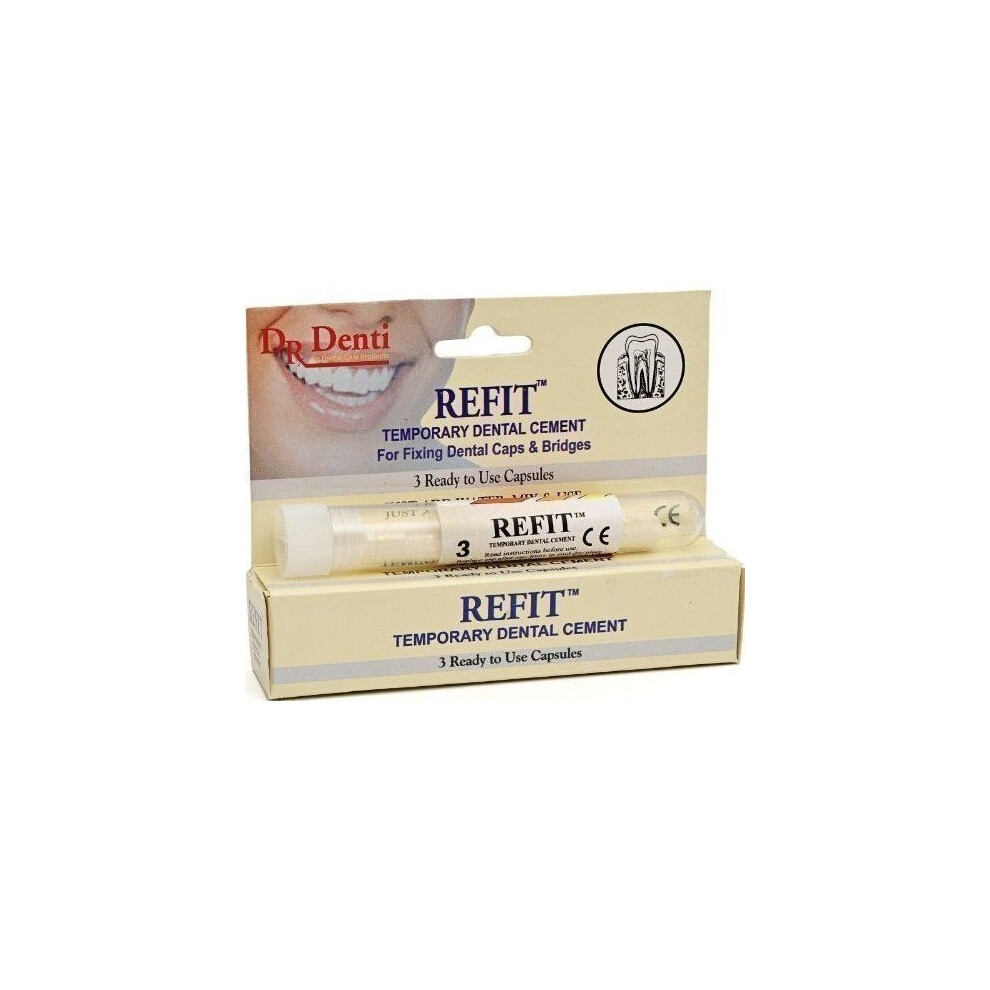 Dr Denti Refit Temporary Dental Cement For Caps & Bridges - 3 Capsules