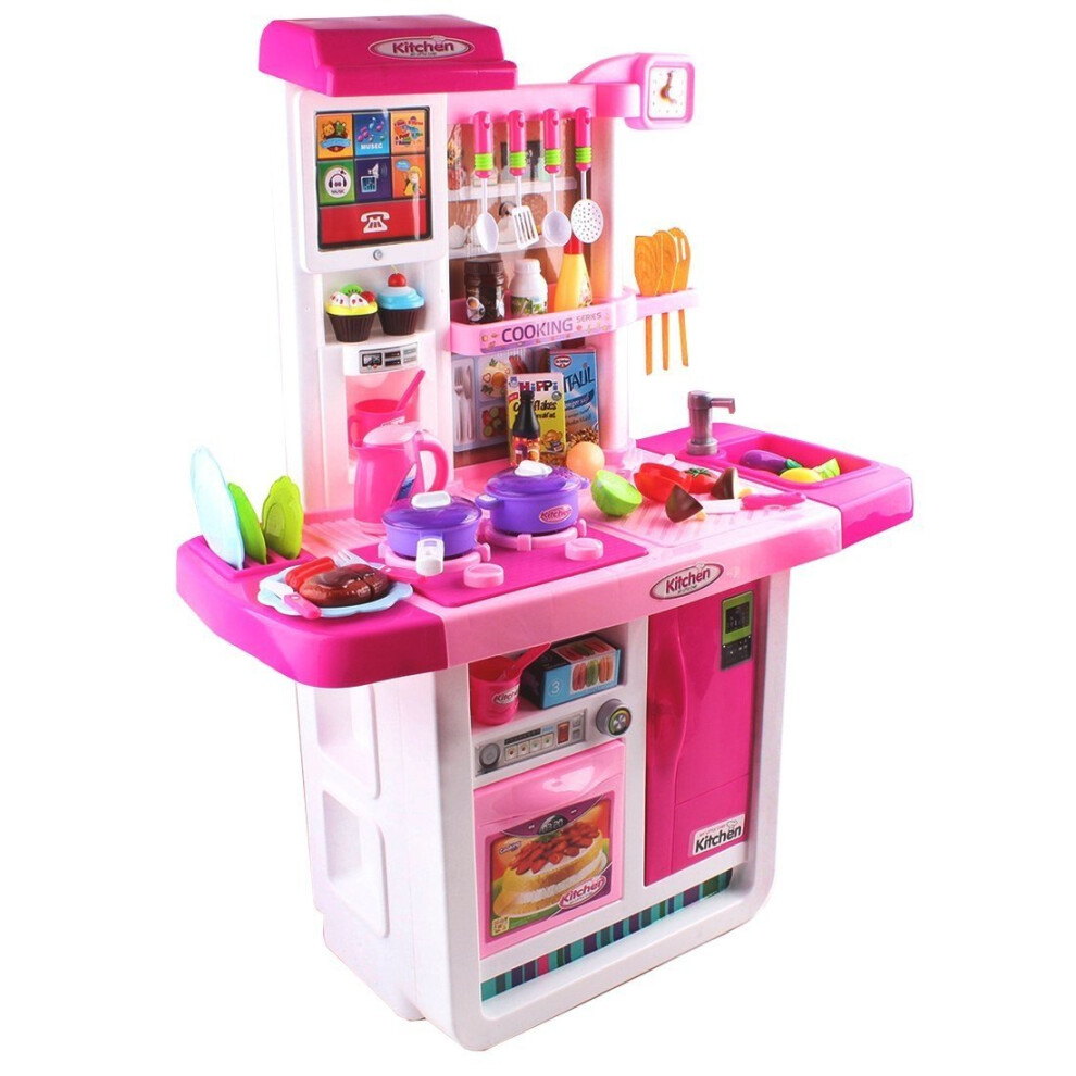 (PINK) My Little Chef Kitchen Playset with Sounds, Touchscreen Panel and Water Features – More than 40 Accessories Included
