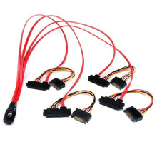 Câble Mini SAS - STARTECH - SFF-8087 vers 4 SFF-8482 - 50 cm - SAS 6Gbit/s - Rouge