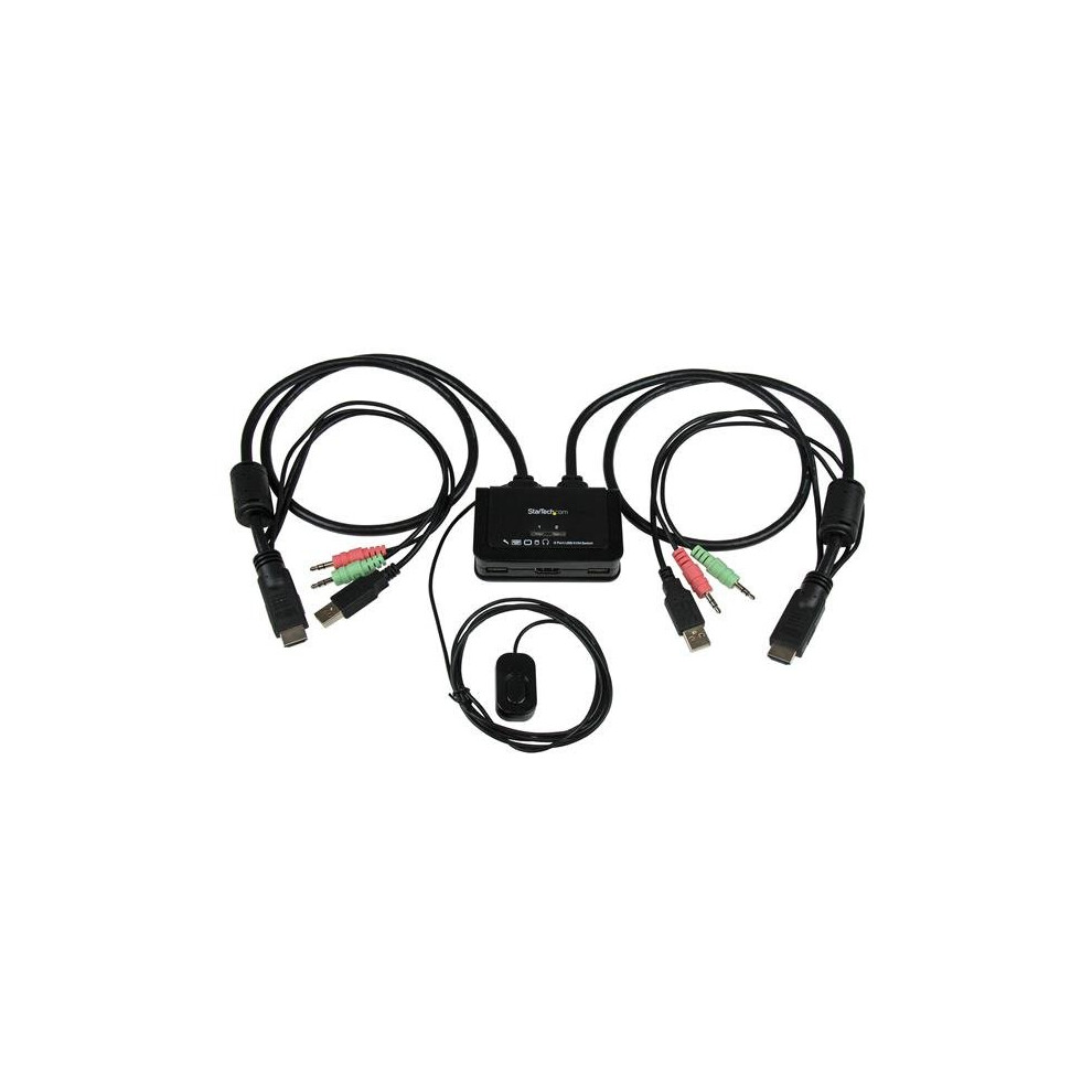 StarTech.com 2 Port USB HDMI Cable KVM Switch with Audio and Remote Switch - USB Powered