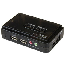 StarTech.com KVM USB VGA-switchkit met 2 poorten met audio en kabels - Schakelaar voor beeldscherm, toetsenbord en muis - Zwart (SV211KUSB)