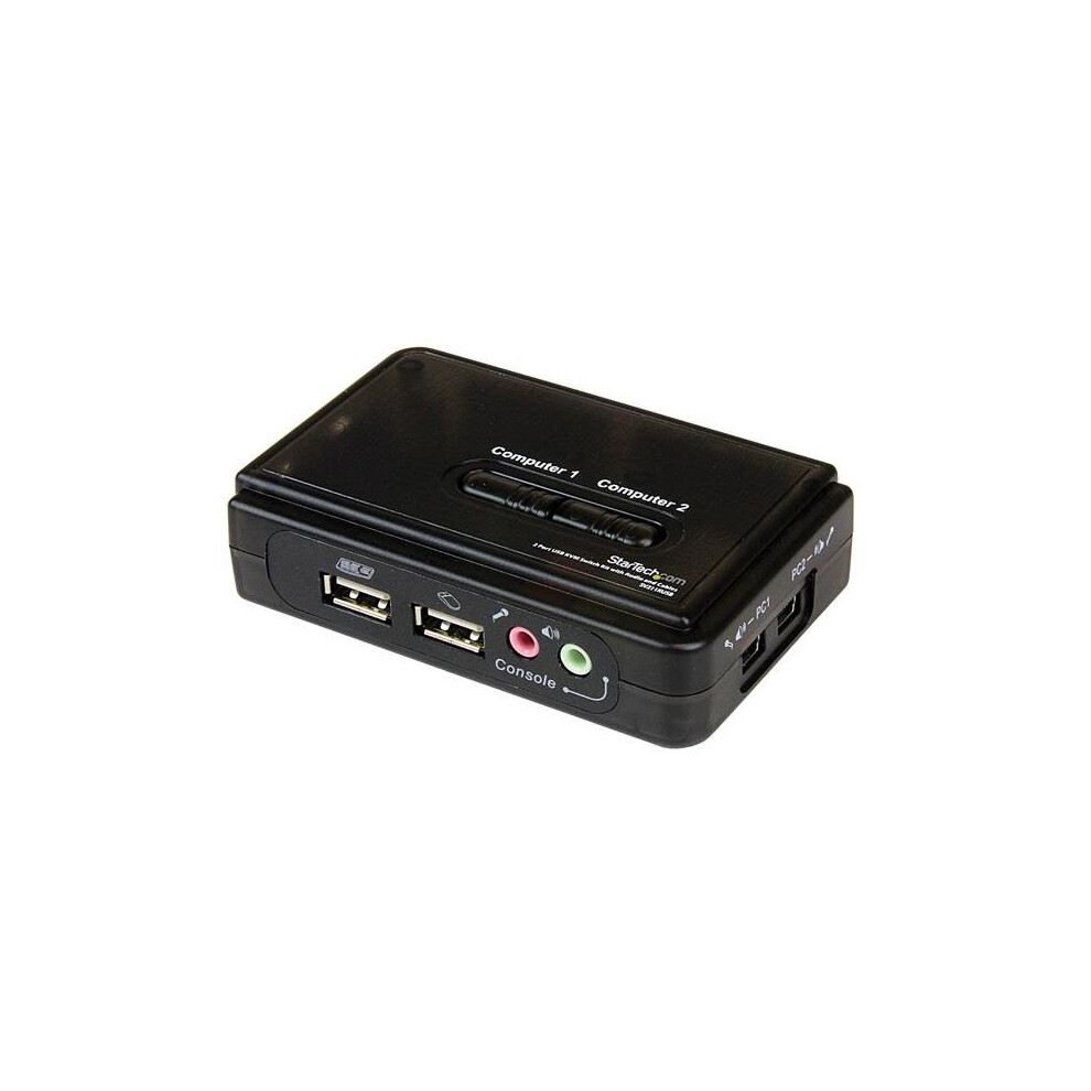 StarTech.com 2 Port Black USB KVM Switch Kit with Audio and Cables KVM switch