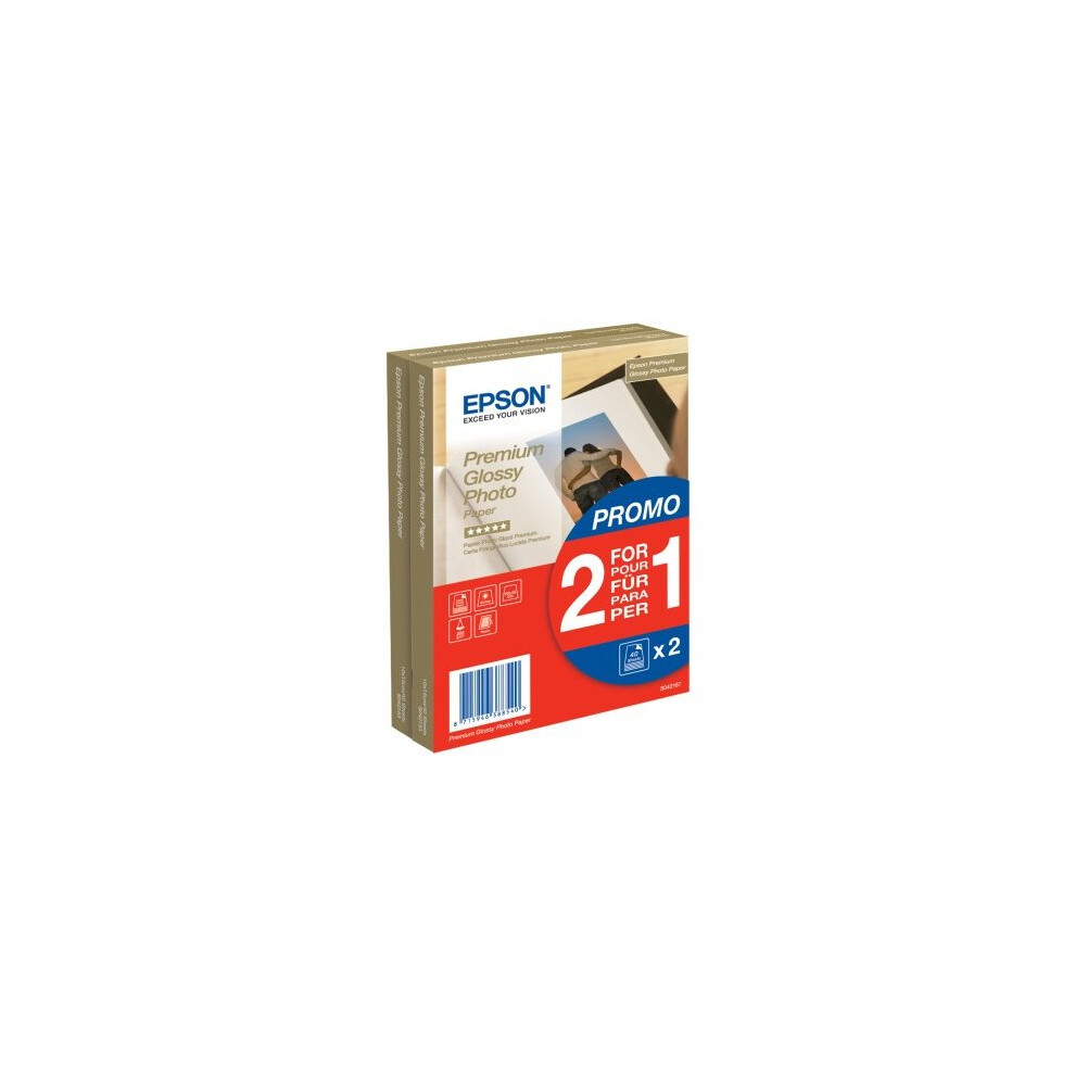 Epson Premium Glossy Photo Paper - (2 for 1), 100 x 150 mm, 255g/m2, 80 Sheets photo paper