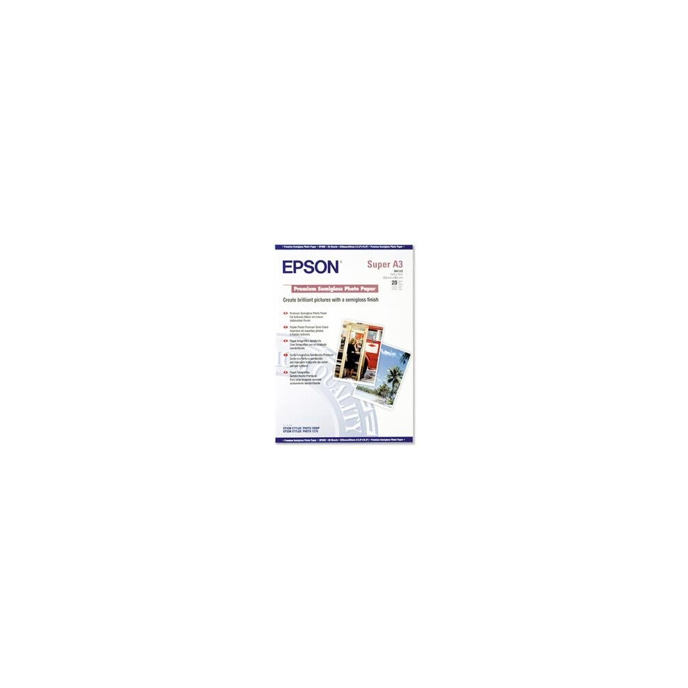 Epson Premium Semigloss Photo Paper, Din A3+, 250G/M2, 20 Sheets Photo Paper