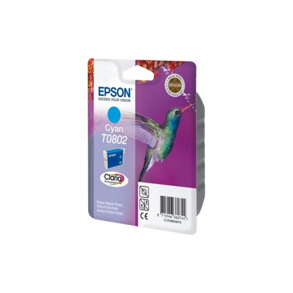 Epson Cyan T0802 (T080240) Original Ink Cartridge (Hummingbird) - Image 10