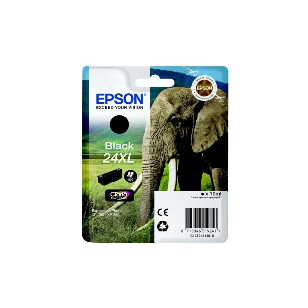 Epson C13T24314012 (24XL) Ink cartridge black, 500 pages, 10ml