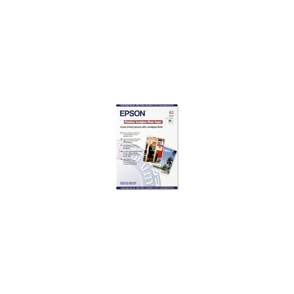 Epson Premium Semigloss Photo Paper, Din A3, 251G/M2, 20 Sheets Photo Paper