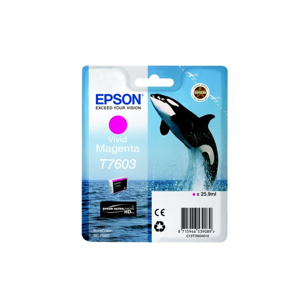 Epson C13t76034010 (T7603) Ink Cartridge Magenta, 1.4K Pages, 26Ml Pink 8715946539089