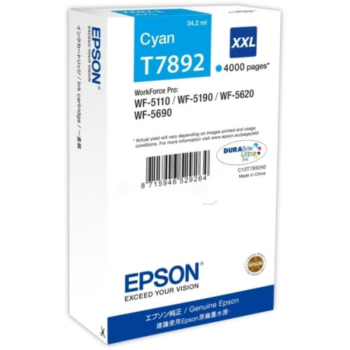 Epson EPSON Cartuccia T7892 - Ciano - 4.000 pagine