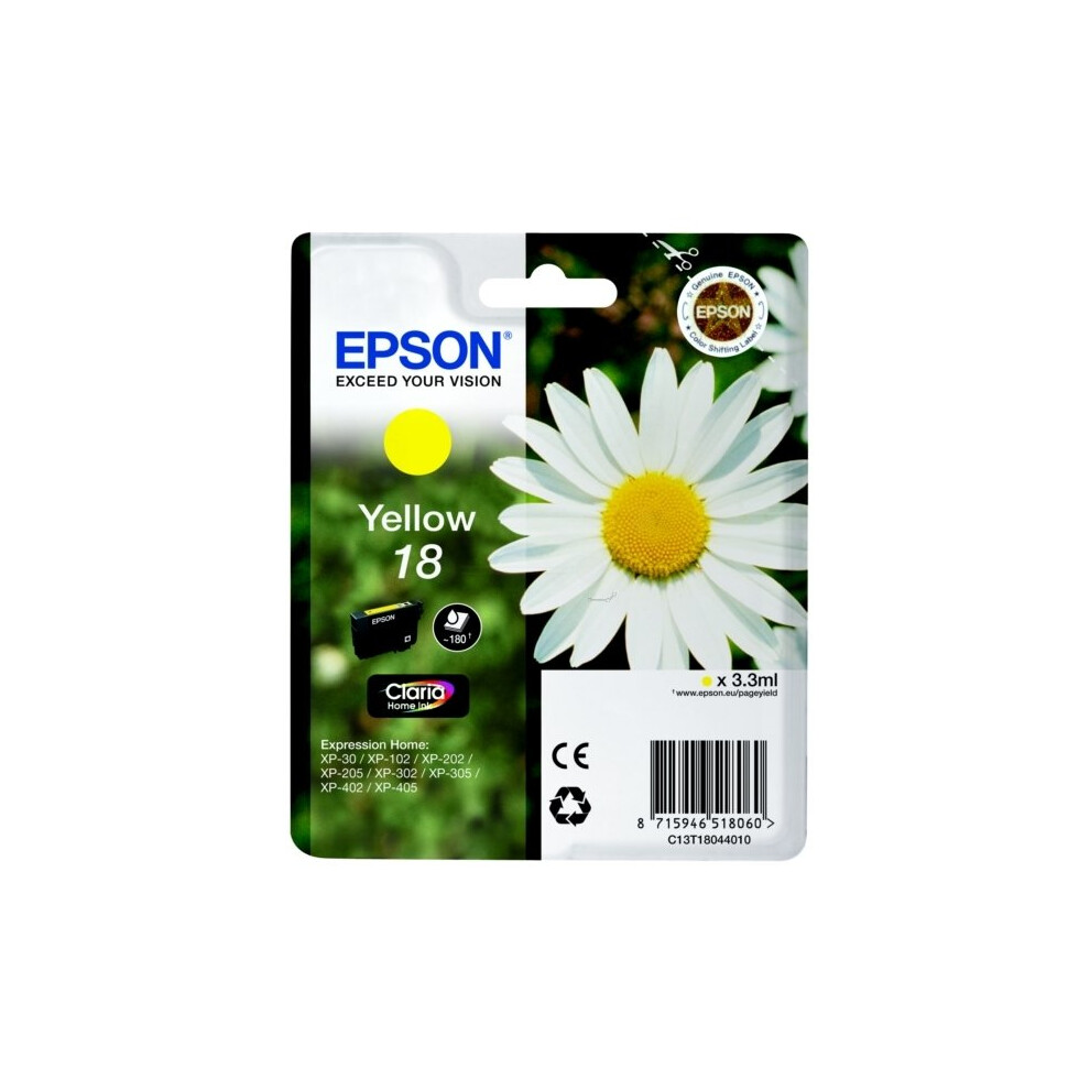 Epson C13T18044012 (18) Ink cartridge yellow, 180 pages, 3ml