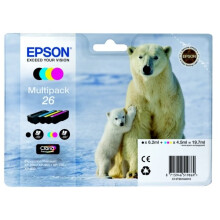 Epson C13T26164010 (26) Ink cartridge multi pack, 220pg + 3x300pg, 6ml + 3x5ml, Pack qty 4