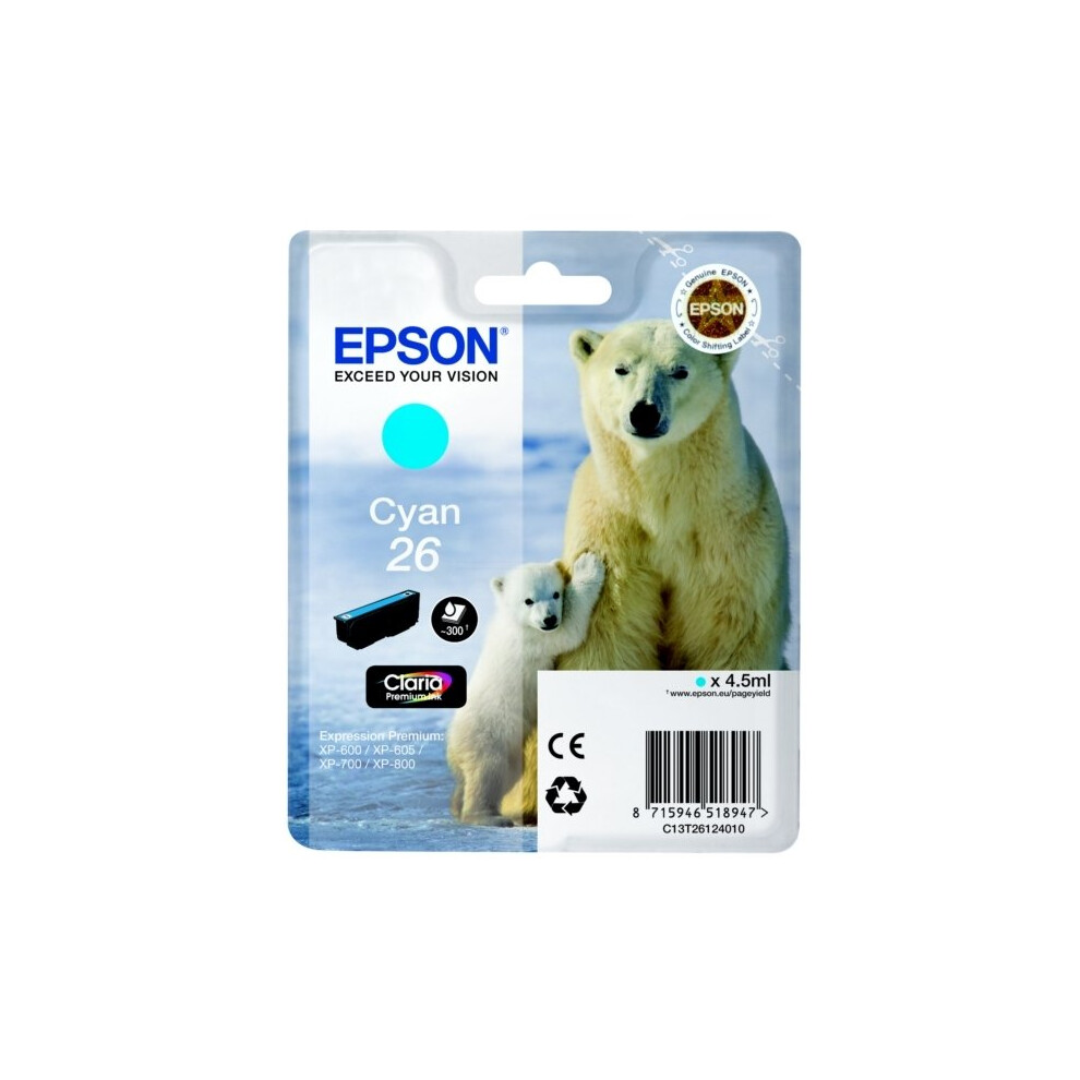 Epson Polar bear Singlepack Cyan 26 Claria Premium Ink - Image 9