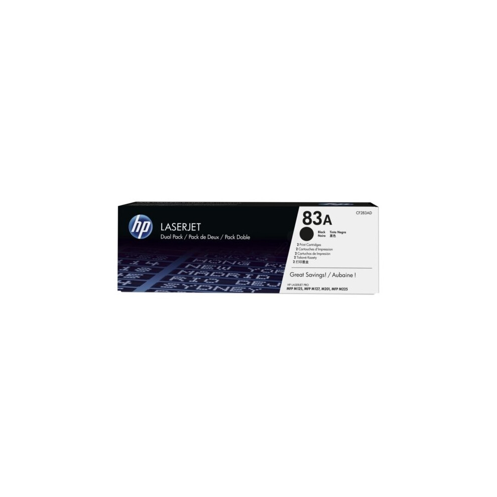 HP 83A Original LaserJet Toner Cartridge Black 2-pack CF283AD