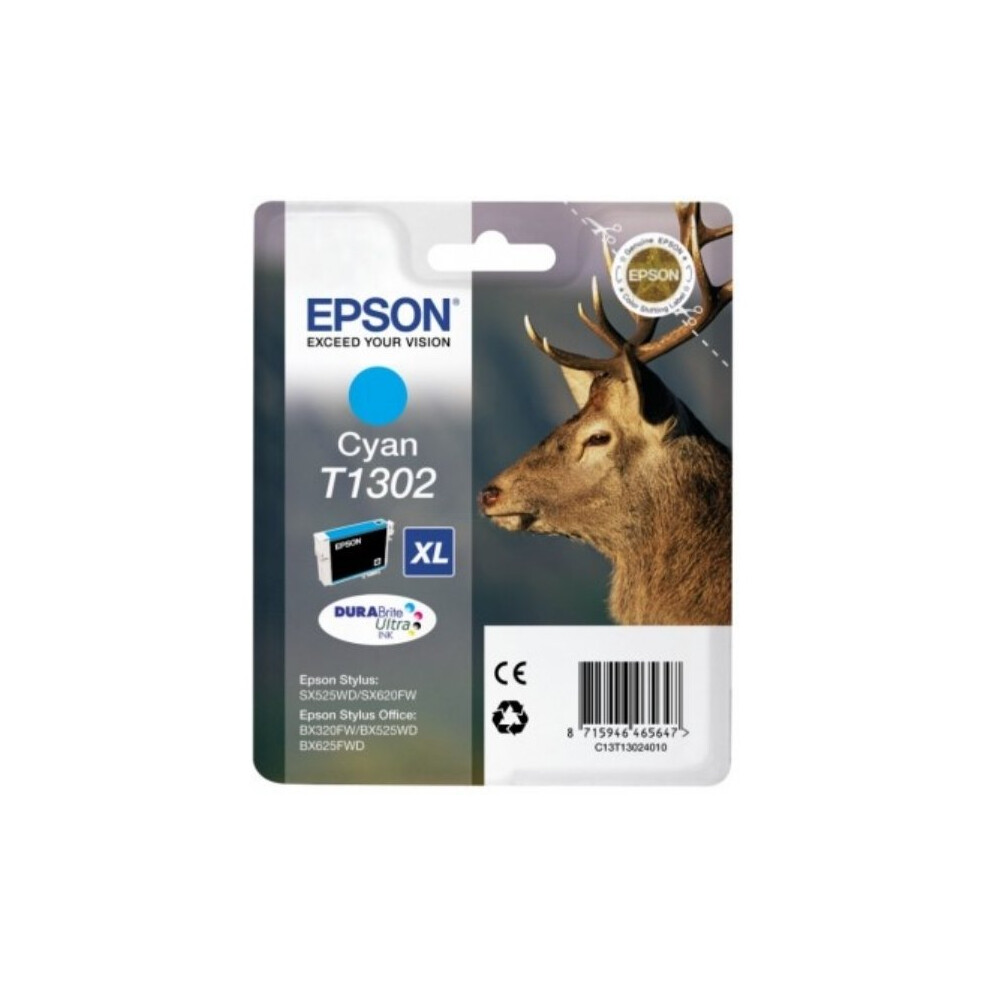 Epson C13T13024012 (T1302) Ink cartridge cyan, 765 pages, 10ml