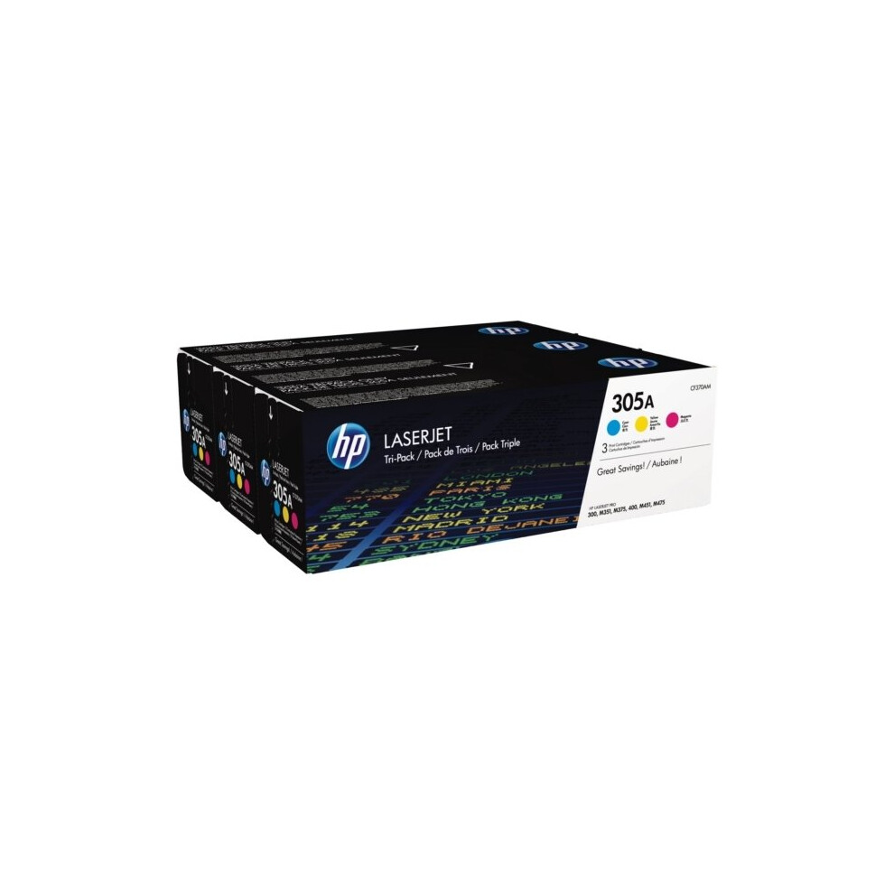 HP CF370AM (305A) Toner MultiPack, 2.6K pages, Pack qty 3