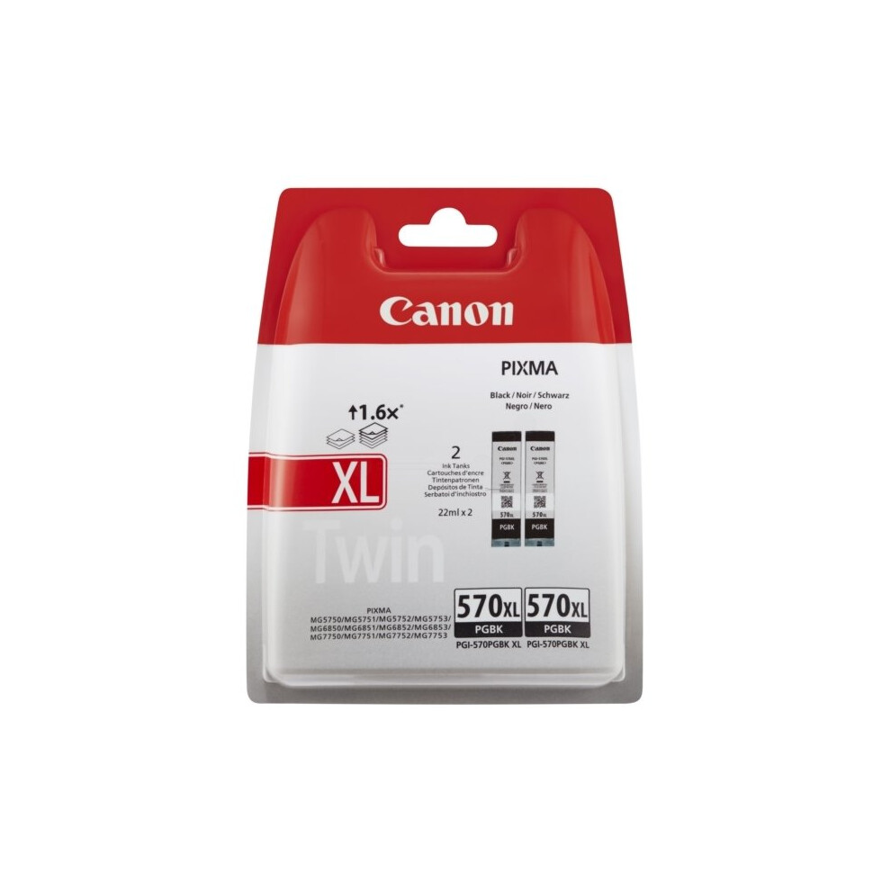 Canon 0318C007 (570 PGBKXL) Ink cartridge black, 1000 pages, 22ml, Pack qty 2