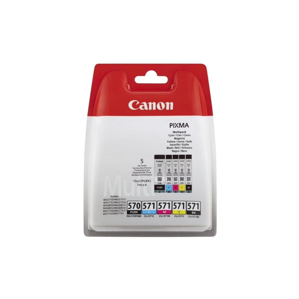 Canon 0372C004 (570 571) Ink cartridge multi pack, 15ml + 4x7ml, Pack qty 5