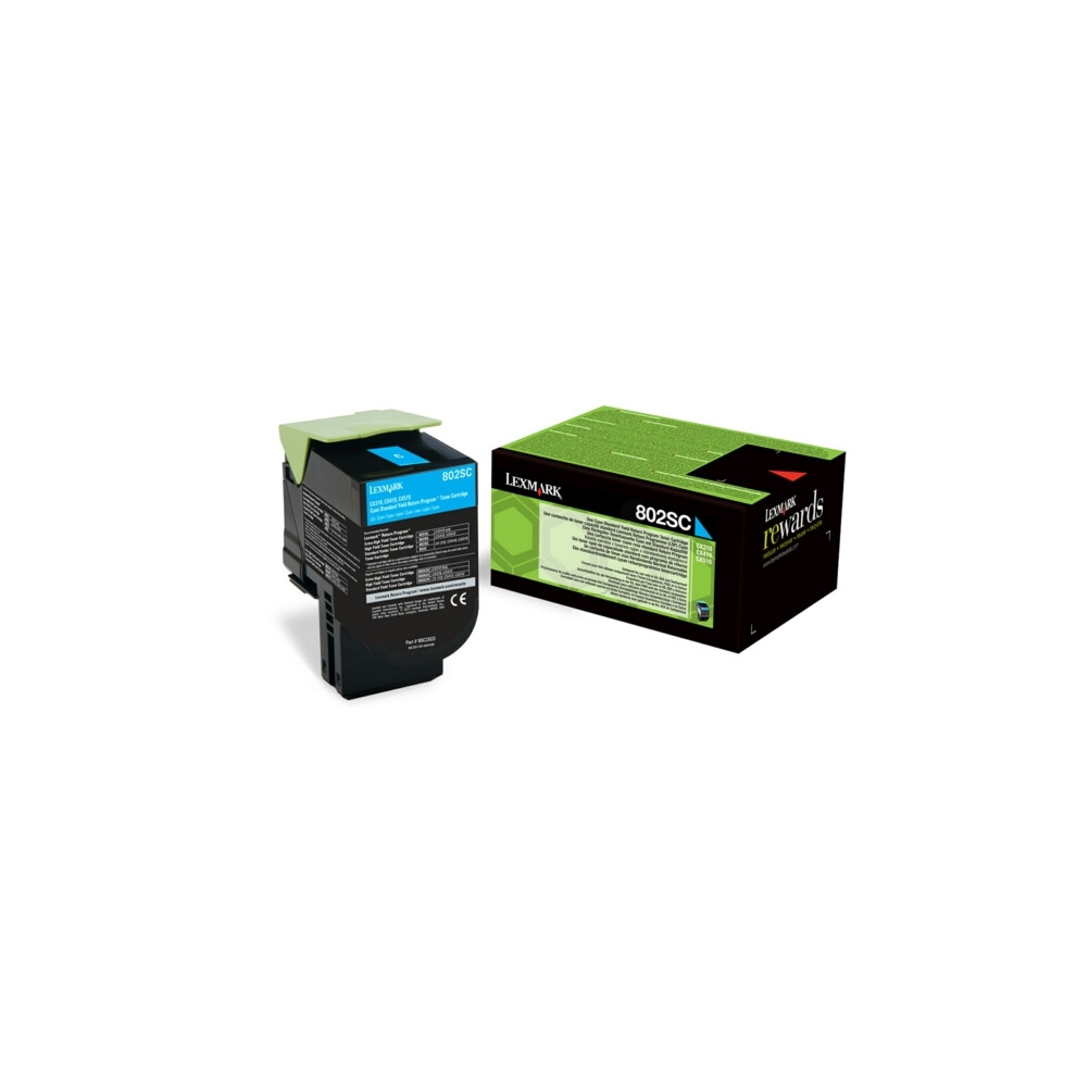 Lexmark 80C2sc0 (802Sc) Toner Cyan, 2K Pages Blue 734646481281