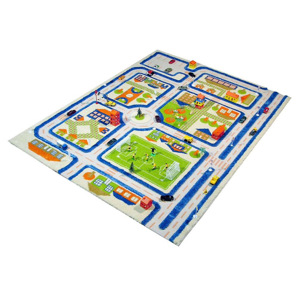 Little Helper 3D Childrens Play Mat Rug Town Traffic Design 80X100cm