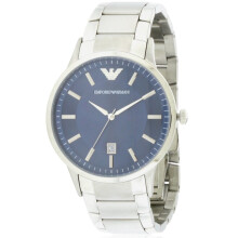 Emporio Armani AR2477 Classic Stainless Steel Men's Watch - Blue Dial, 43mm, Date, 50m Water Resistant