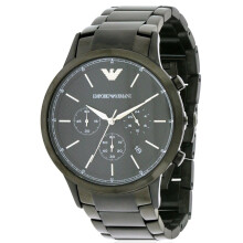 Montre Homme Emporio Armani AR2485 - Chronographe en acier inox noir, boîtier 43 mm, bracelet noir, étanche 50 m