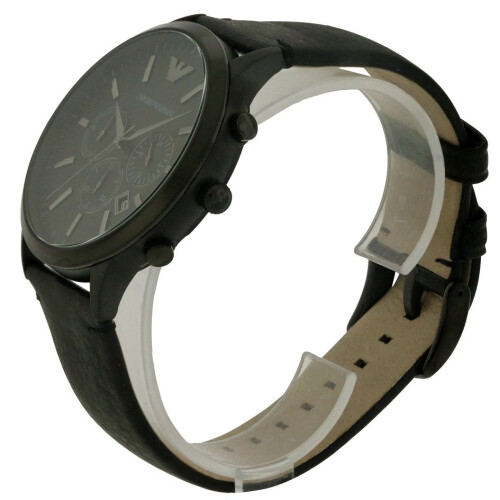 Armani Emporio Armani Kronograf Sort Læder Herreur AR2461 2