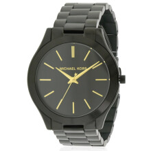 Michael Kors Slim Runway Black Stainless Steel Ladies Watch MK3221