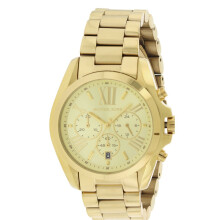 Michael Kors Bradshaw MK5605 Gold-Tone Chronograph Ladies Watch - 43mm, Gold Dial, Roman Numerals, Date, 100m WR