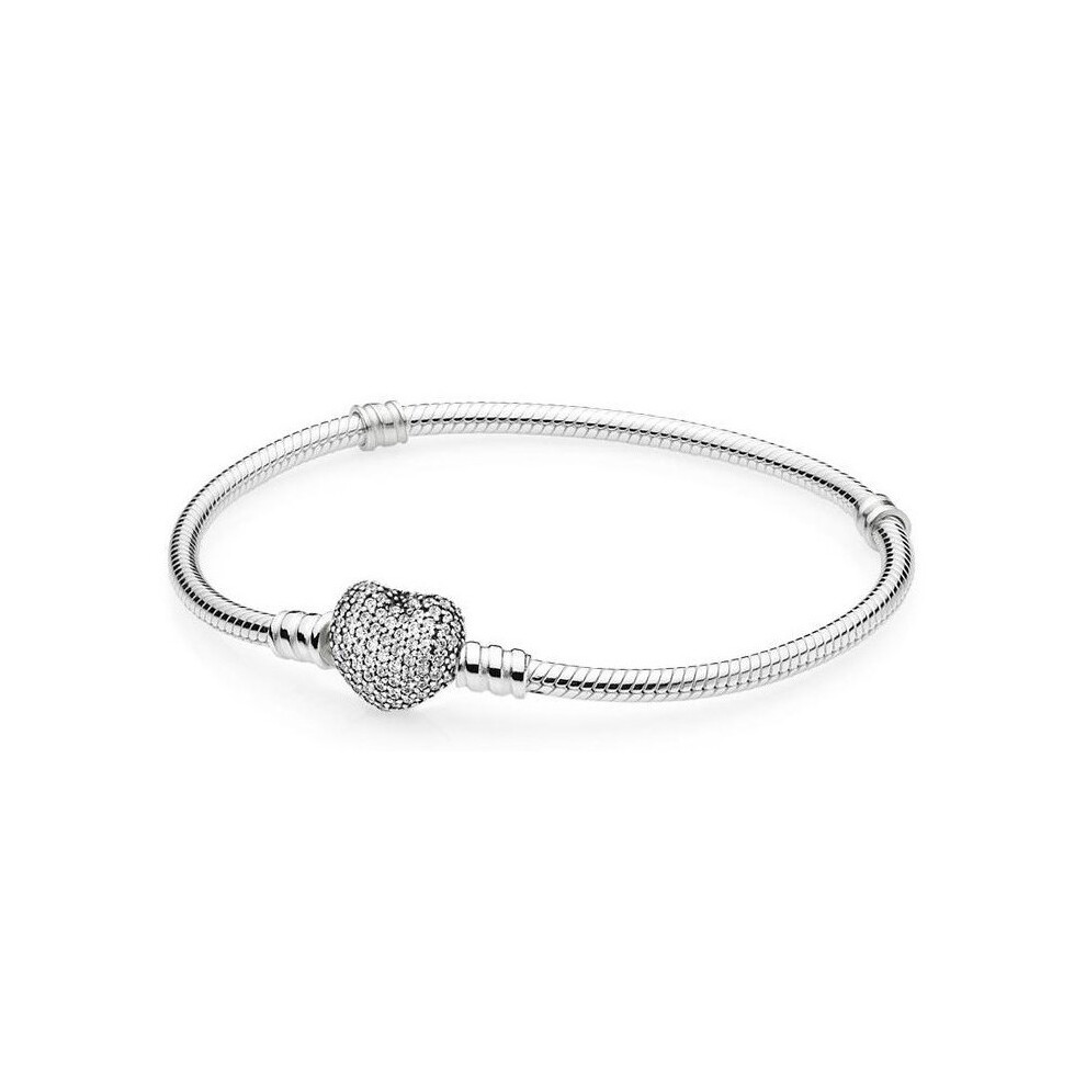 Pandora Moments Silver Bracelet with PavÃ© Heart Clasp 18cm