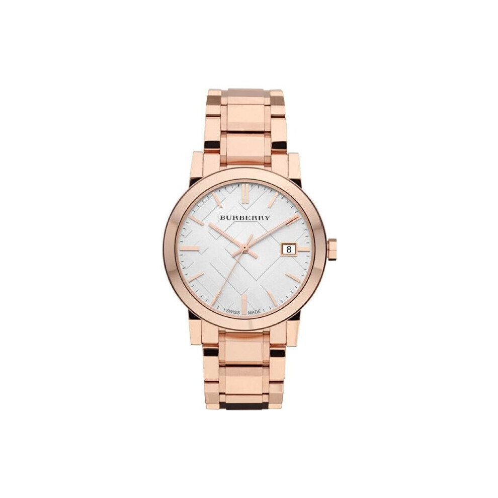 Burberry Large Check Rose -Tone Mens Watch Bu9004 Gold