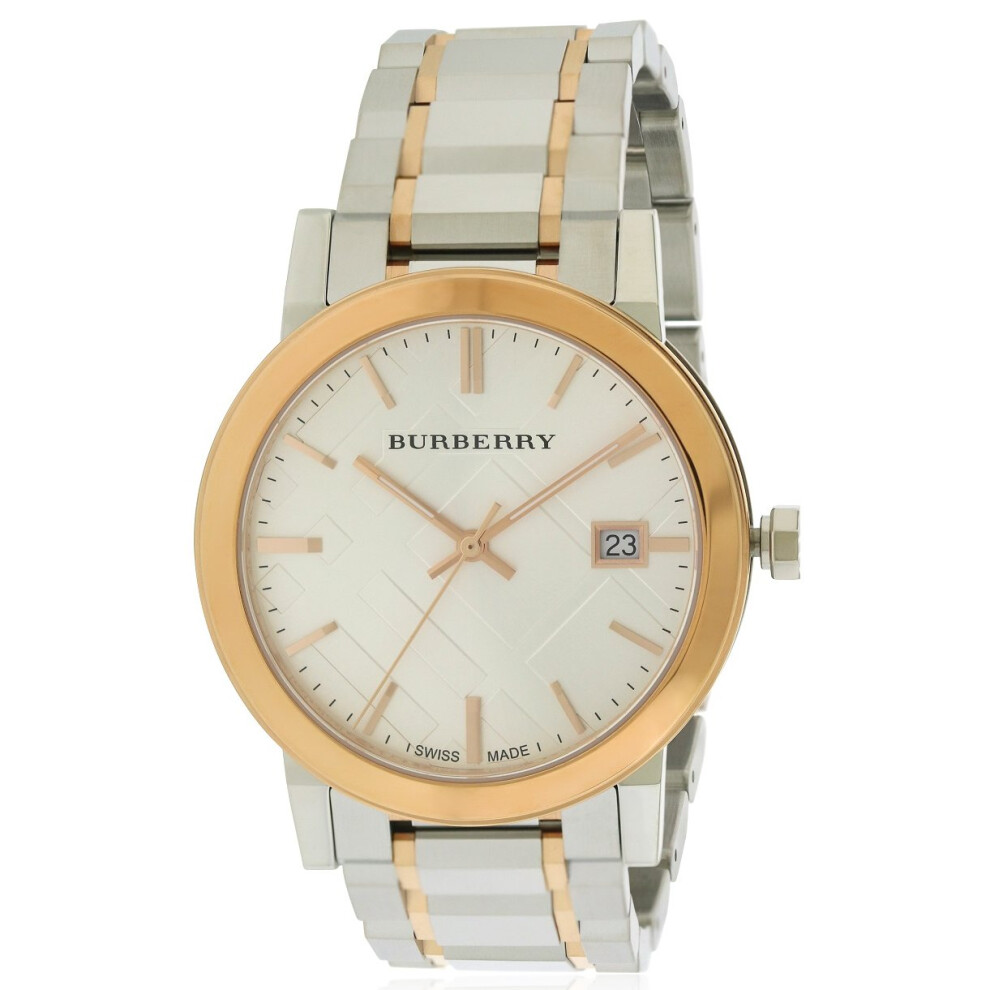 Burberry Large Check Stamped Two-Tone Ladies Watch Bu9006