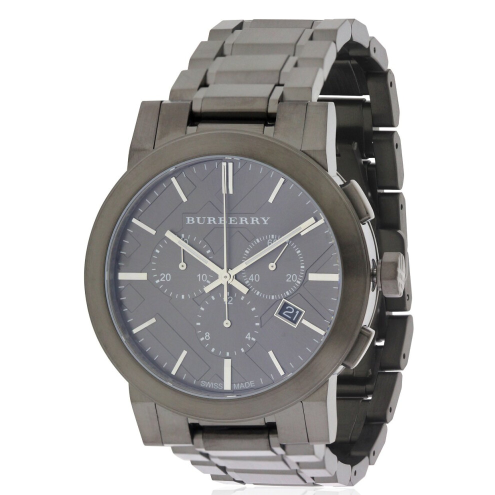 Photos - Wrist Watch Burberry Gray Ion Chronograph Mens Watch BU9354 