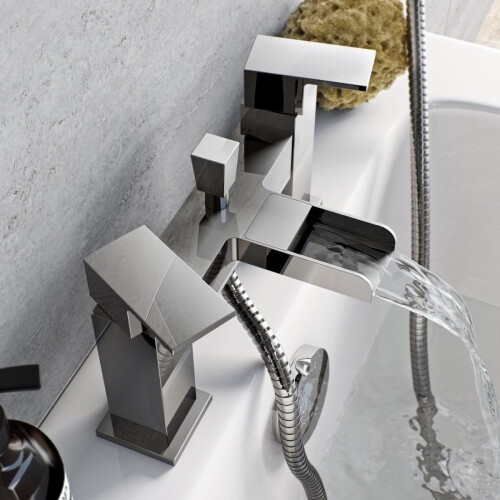 Waterfall Bath Shower Mixer Tap Modern Chrome with Shower Handset 1