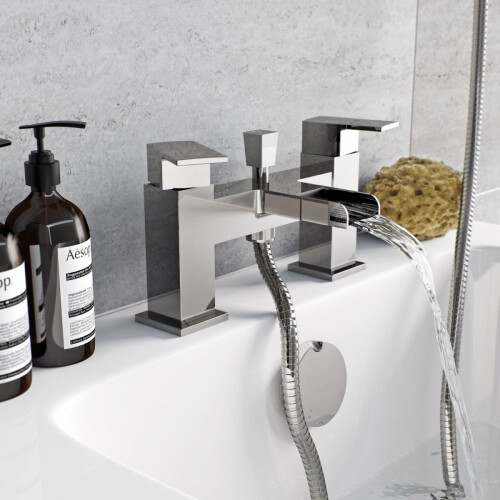 Waterfall Bath Shower Mixer Tap Modern Chrome with Shower Handset 2